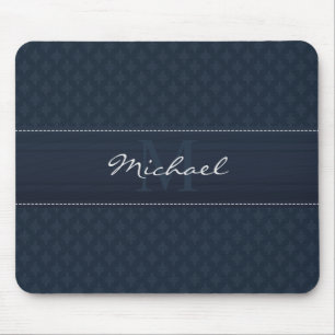 Classy Masculine Dark Blue Custom Monogram Muismat