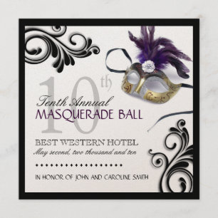 Classy Masquerade Invitation Kaart