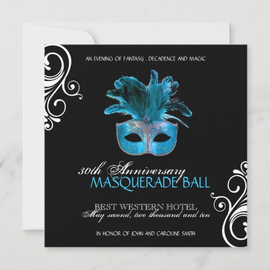 Classy Masquerade Invitation Kaart (Voorkant)