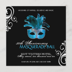 Classy Masquerade Invitation Kaart
