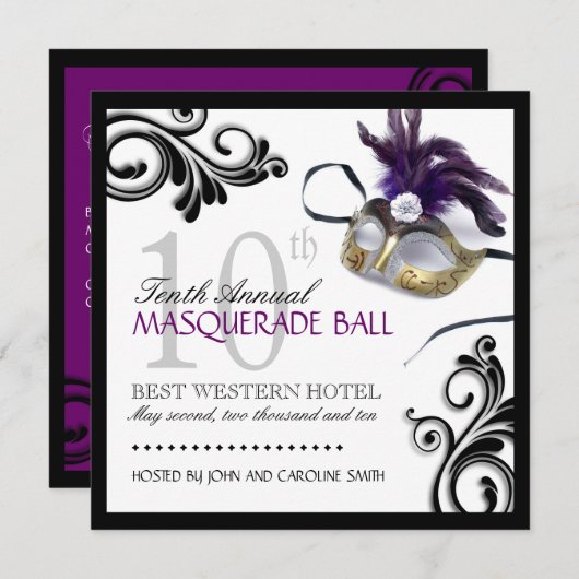 Classy Masquerade Invitation Kaart (Voorkant / Achterkant)