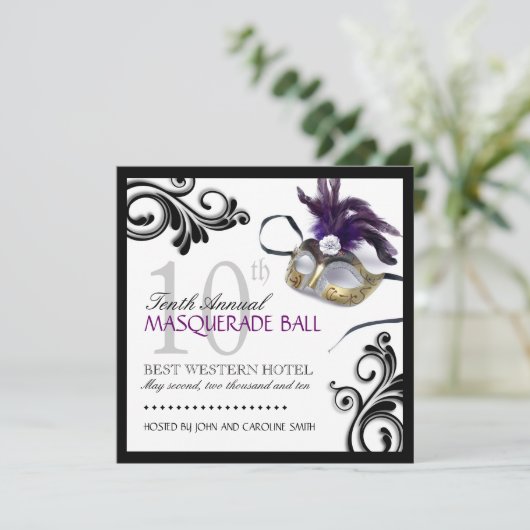 Classy Masquerade Invitation Kaart (Staand voorkant)