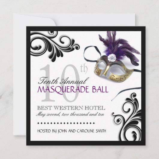Classy Masquerade Invitation Kaart (Voorkant)
