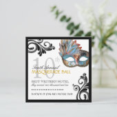 Classy Masquerade Invitation Kaart (Staand voorkant)