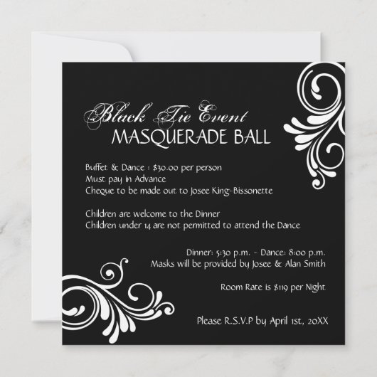 Classy Masquerade Invitation Kaart (Achterkant)