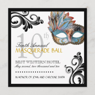 Classy Masquerade Invitation Kaart