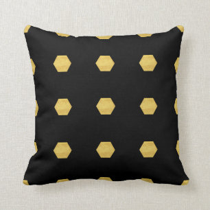 Classy Matte Gold Hexagons Patroon op zwart Kussen