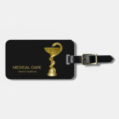 Classy Medical Bowl Hygieia Gold Snake Caduceus Bagagelabel (Voorkant horizontaal)