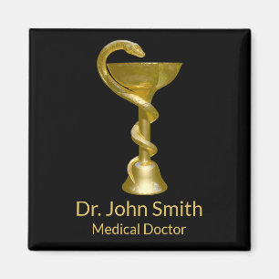 Classy Medical Bowl Snake Hygieia Gold Caduceus Magneet