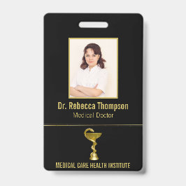 Classy Medical Bowl Snake Hygieia Gold Foto ID Badge