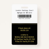 Classy Medical Bowl Snake Hygieia Gold Foto ID Badge (Achterkant)