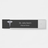 Classy Medical Caduceus op Black Silver Deurbordje (Voorkant)
