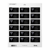 Classy Medical Caduceus Silver op Black Etiket (Full Sheet)