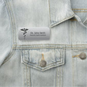 Classy Medical Elegant Black White Caduceus Noble Naamplaatje (In situ)