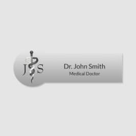 Classy Medical Elegant Noble Black White Asclepius Naamplaatje
