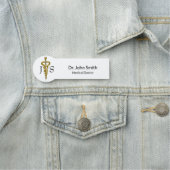 Classy Medical Elegant Noble Gold Silver Asclepius Naamplaatje (In situ)