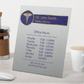 Classy Medical Gold Caduceus Blue Openingstijden Reclamebord Met Voetstuk (Insitu)