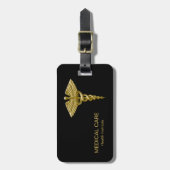 Classy Medical Gold Caduceus op zwart Bagagelabel (Voorkant verticaal)