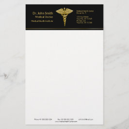 Classy Medical Gold Caduceus op zwart - briefpapie Briefpapier
