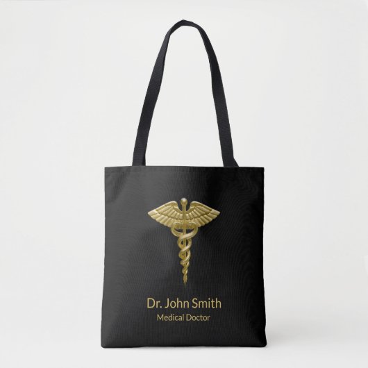 Classy Medical Gold Caduceus op zwart - Canvas tas (Voorkant)