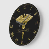 Classy Medical Gold Caduceus op zwart Grote Klok (Hoek)