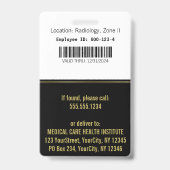 Classy Medical Gold Caduceus op zwarte foto-ID Badge (Back)