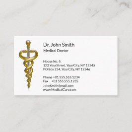 Classy Medical Noble Elegant Gold Silver Asclepius Afsprakenkaartje