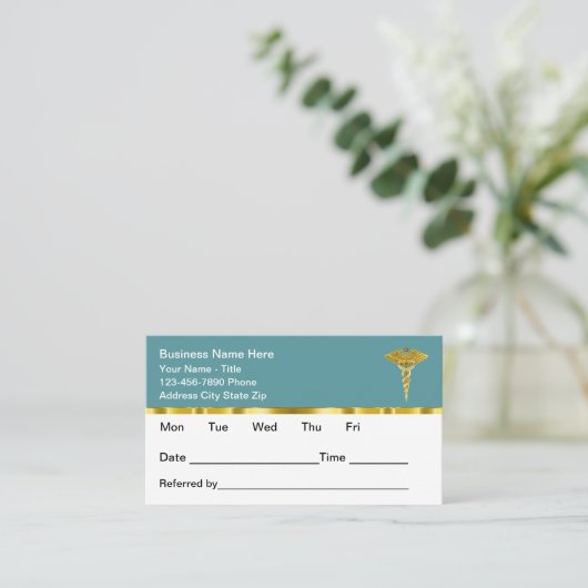 Classy Medical Office Appointment Cards Design Afsprakenkaartje (Staand voorkant)