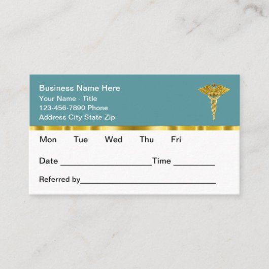 Classy Medical Office Appointment Cards Design Afsprakenkaartje (Voorkant)