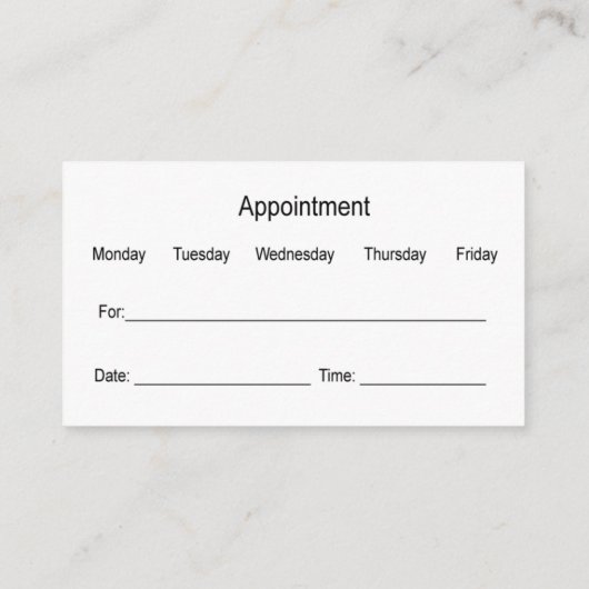 Classy Medical Patient Appointment Visitekaartjes (Achterkant)