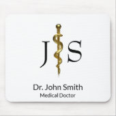 Classy Medical Rod van Asclepius Gold op White Muismat (Voorkant)