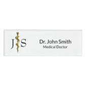 Classy Medical Rod van Asclepius Gold op White Naambadge (Voorkant)