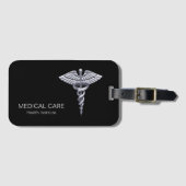 Classy Medical Silver Caduceus op Black Bagagelabel (Voorkant (horizontaal))