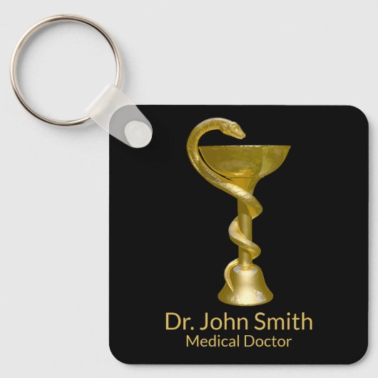 Classy Medical Snake Bowl Hygieia Gold Caduceus Sleutelhanger (Voorkant)