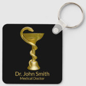 Classy Medical Snake Bowl Hygieia Gold Caduceus Sleutelhanger (Achterkant)