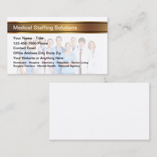 Classy Medical Staffing Recruitment Agency Visitekaartje (Voorkant / Achterkant)