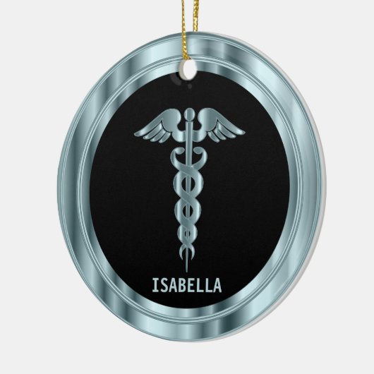 Classy Medical 👨 ‍ ⚕️ - Zwart en blauw Keramisch Ornament (Links)