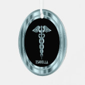 Classy Medical 👨 ‍ ⚕️ - Zwart en blauw Metalen Ornament (Voorkant links)