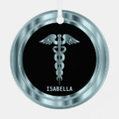 Classy Medical 👨 ‍ ⚕️ - Zwart en blauw Metalen Ornament (Achterkant)