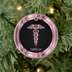 Classy Medical 👨 ‍ ⚕️ - Zwart en roze Keramisch Ornament