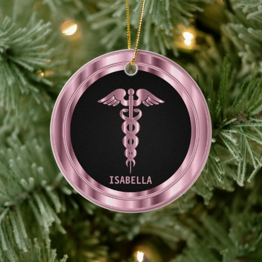 Classy Medical 👨 ‍ ⚕️ - Zwart en roze Keramisch Ornament (Boom)
