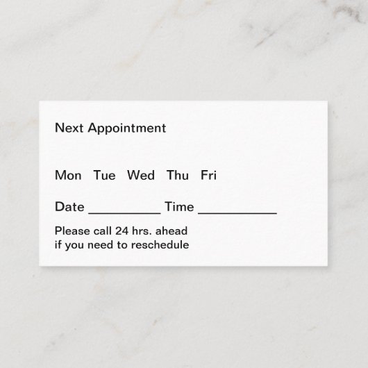 Classy Medisch Arts Familie Praktijk Afsprakenkaartje (Achterkant)