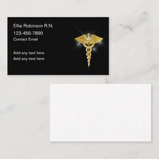 Classy Medisch Verpleegkundige Caduceus Visitekaar Visitekaartje (Voorkant / Achterkant)