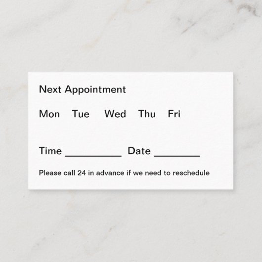 Classy Medische Afspraak Kaarten Budget Bulk Visitekaartje (Achterkant)