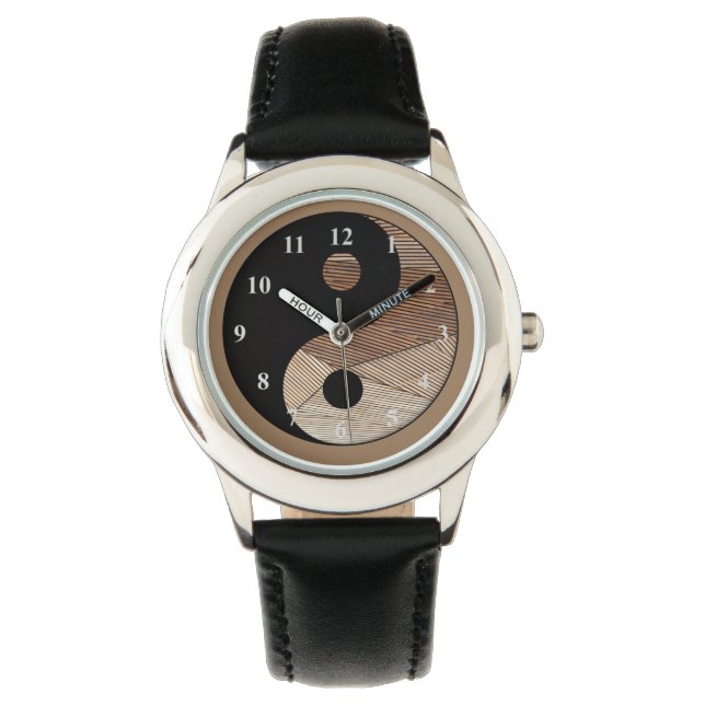 Classy meditatie bamboe Yin Yang   Horloge (Voorkant)