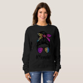 Classy Meme life Messy Bun Rainbow Leopard Mother' Trui (Voorkant volledig)