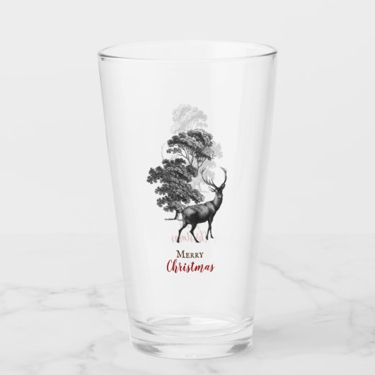 Classy Merry kerstzwarte toile Deer Glas (Voorkant)