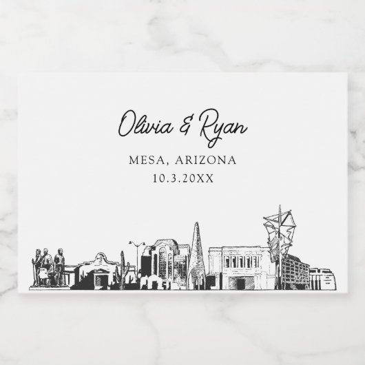 Classy Mesa Arizona bruiloft gunst Custom Mini Sparkling Wijnetiket (Enkel label)