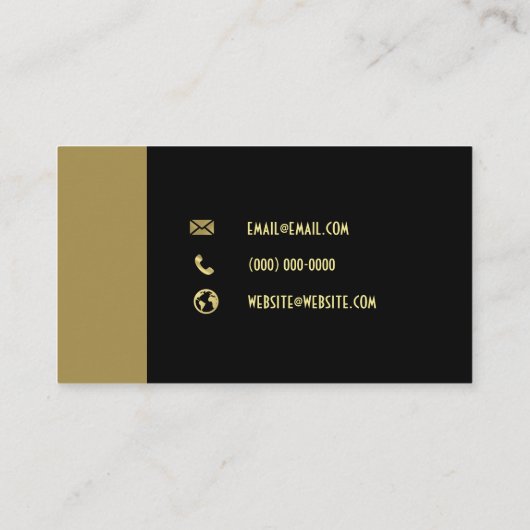Classy, Metallic Martini Gold Logo Bartender Visitekaartje (Achterkant)