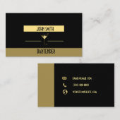 Classy, Metallic Martini Gold Logo Bartender Visitekaartje (Voorkant / Achterkant)